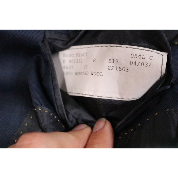 54L Hart Schaffner Marx Navy Wool 2-Piece Suit Trousers Jacket Pants 37 - Picture 5 of 15